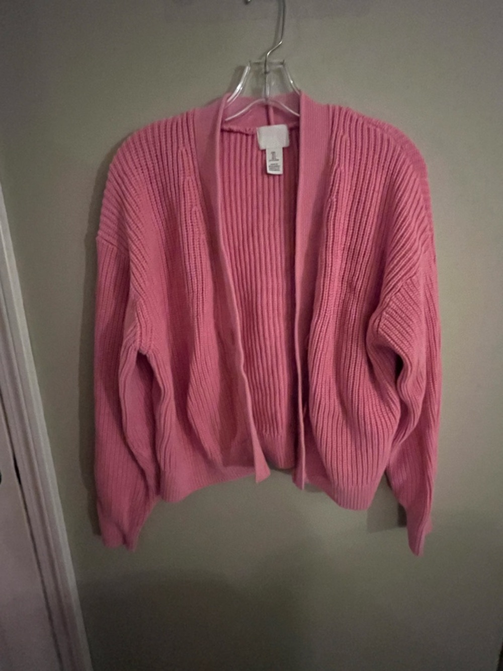 H&M Pink Ribbed Open Cardigan